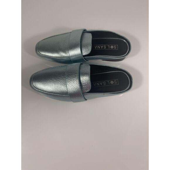 Sol Sana Renold Slide Shoes Women's Size 36 Blue Metallic Leather Loafers New - Picture 5 of 9